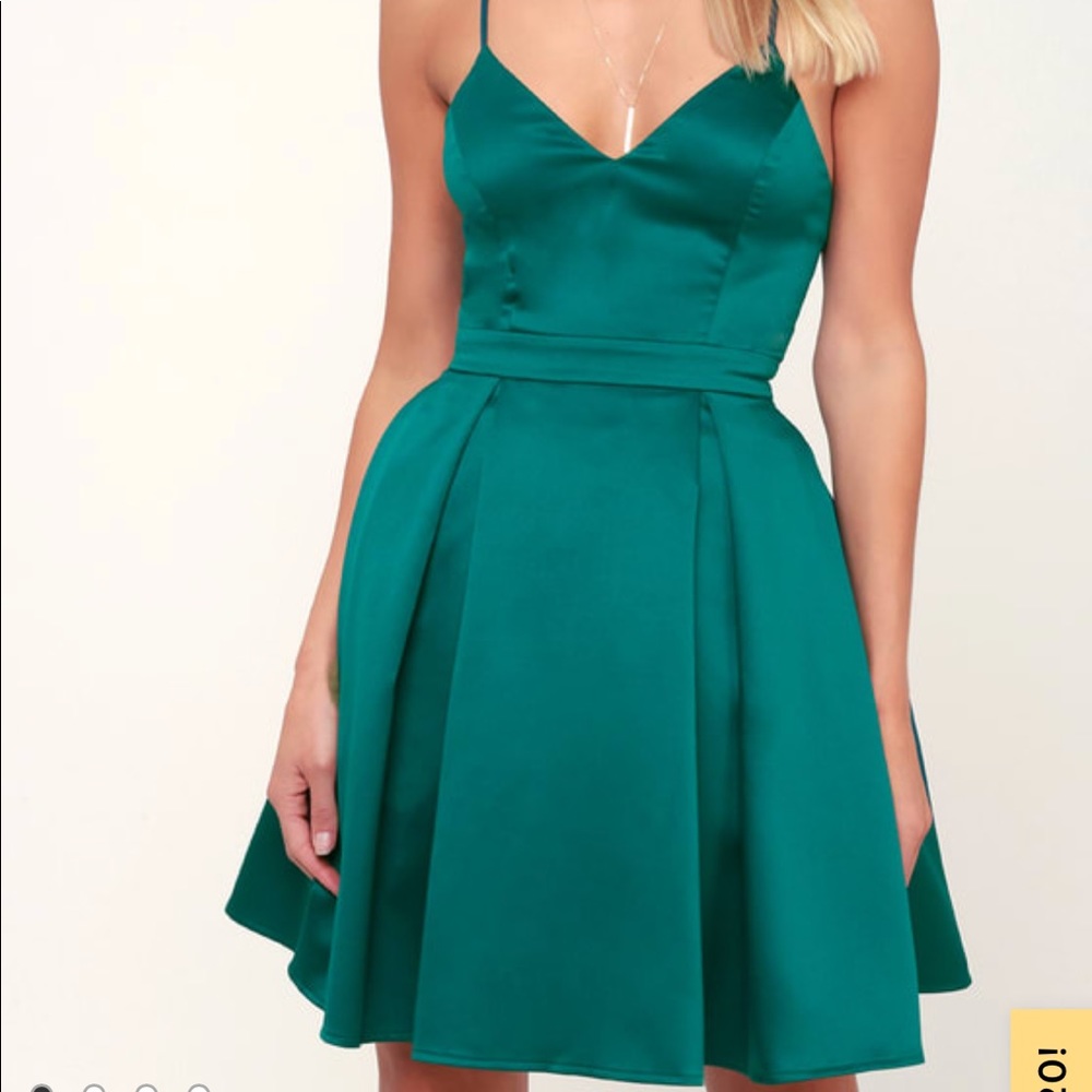 Lulus - Forest Green Skater Dress // NWT